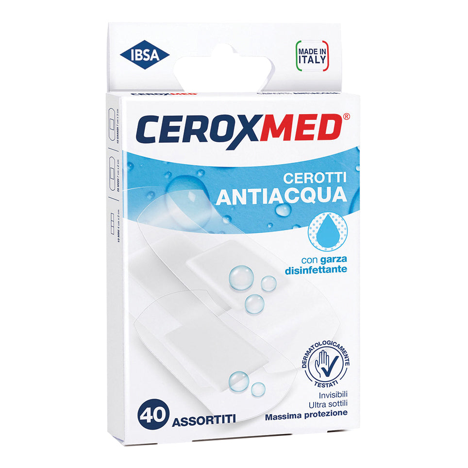 Ceroxmed | Cerotti Antiacqua con Garza Disinfettante | 40 Pezzi  