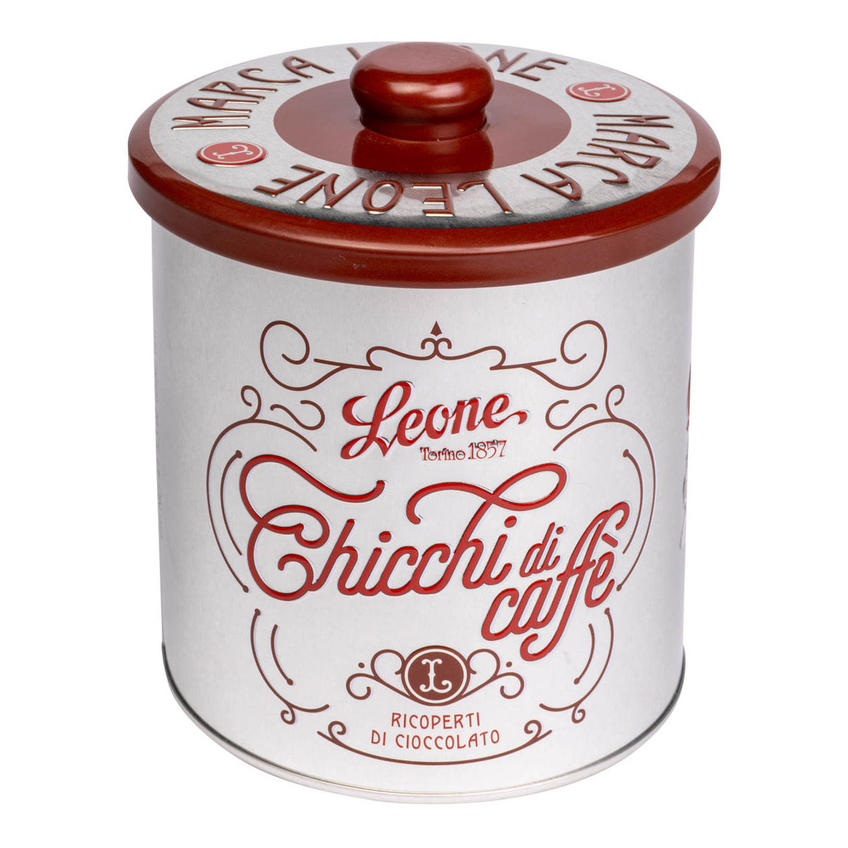 Leone Cofanetto Regalo In Lattina - Chicchi Caffè Ricoperti Di Cioccolato 150g  