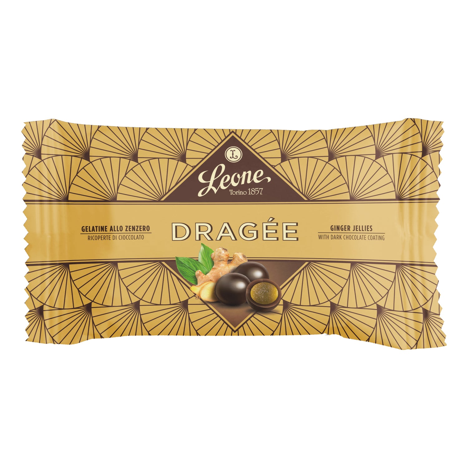 Leone Dragee Gelatine alla zenzero ricoperte di cioccolato 35G