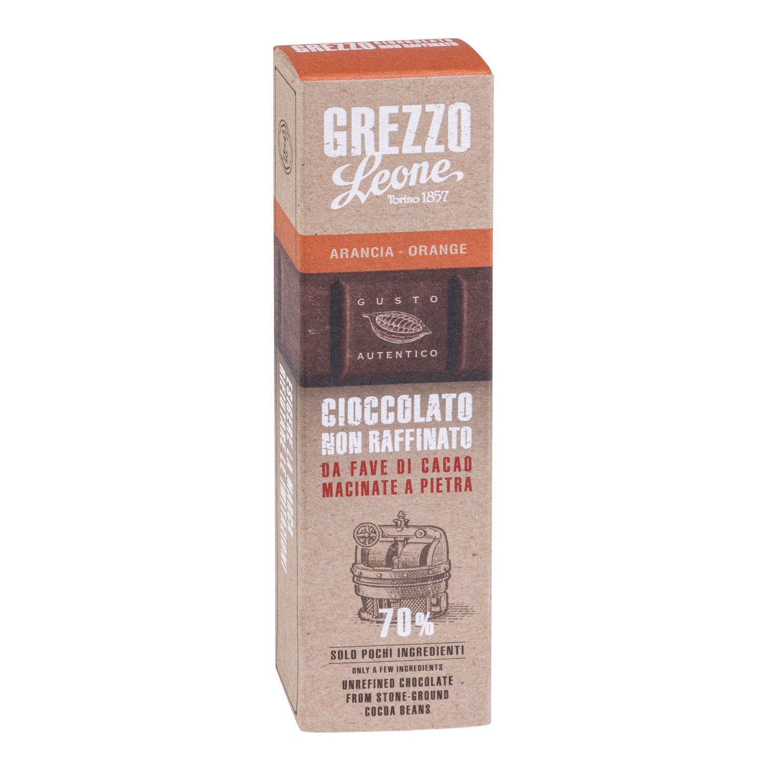 Leone Cioccolato Grezzo Stecca Gusto Arancia 55 g