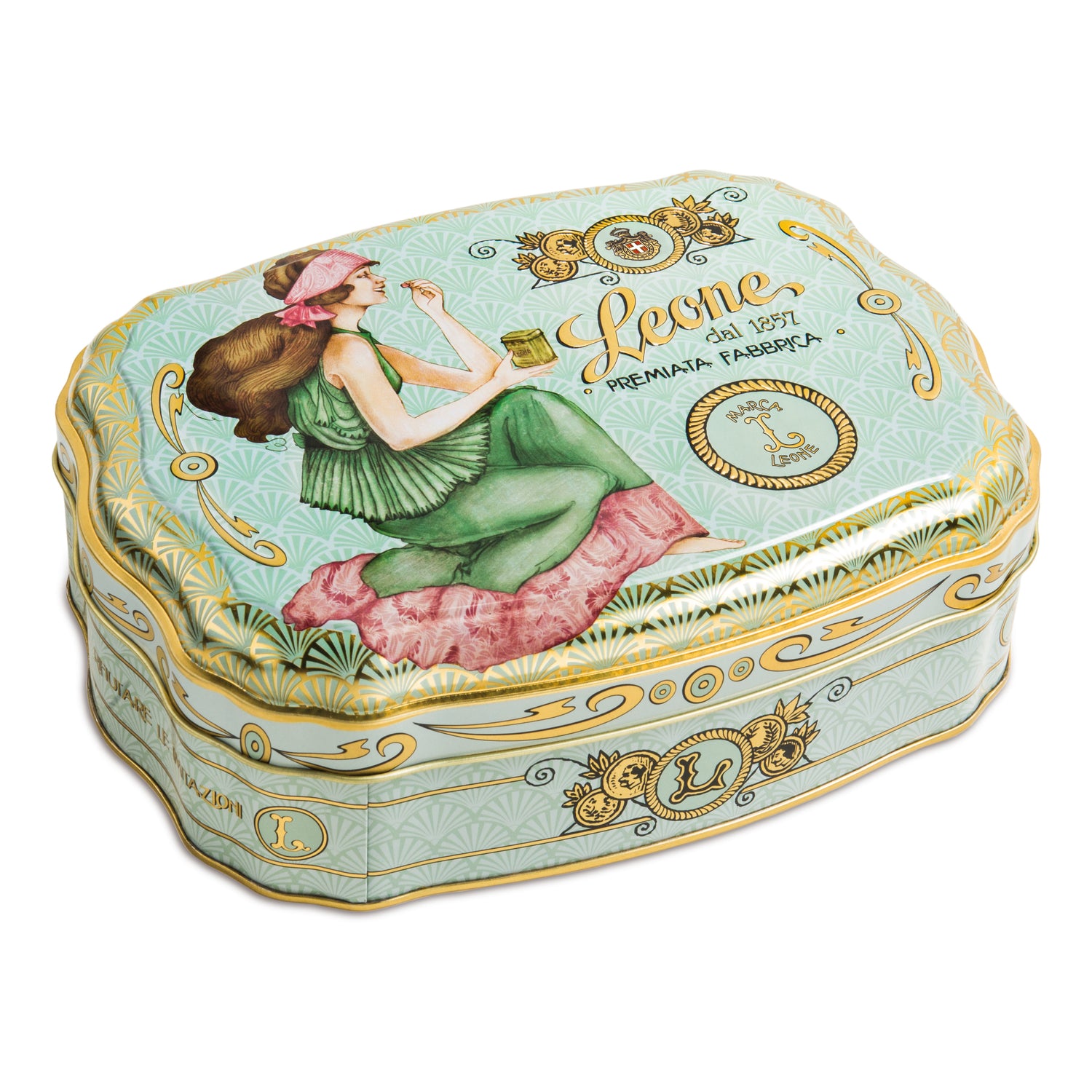 Leone Gelatine Di Frutta Cubifrutta In Latta Cofanetto Liberty Verde Damina 200g