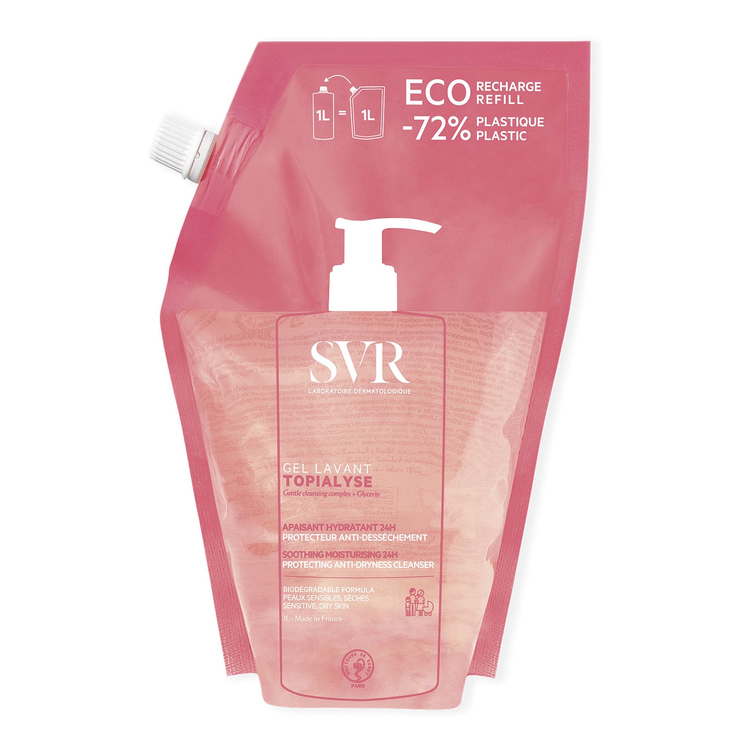 Svr - Topialyse Gel Lavant Detergente Relipidante Anti-Irritazioni Anti-Prurito 24 Ore Refill Eco-Ricarica 1 Litro