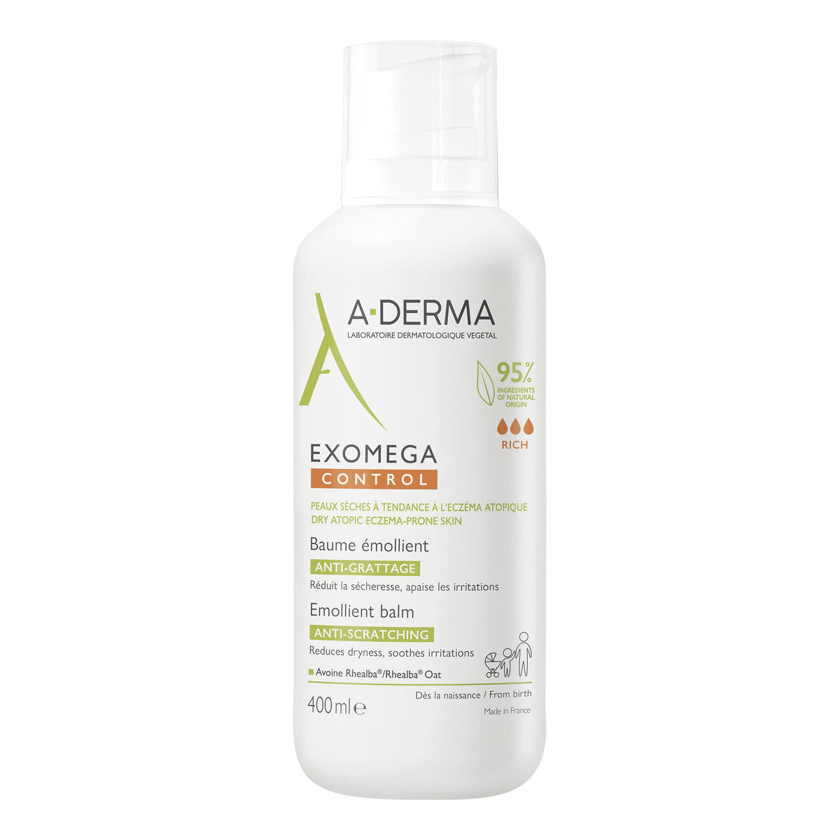 A-Derma Exomega Control | Balsamo Emolliente Anti Grattage Pelle Atopica | 400 ml  