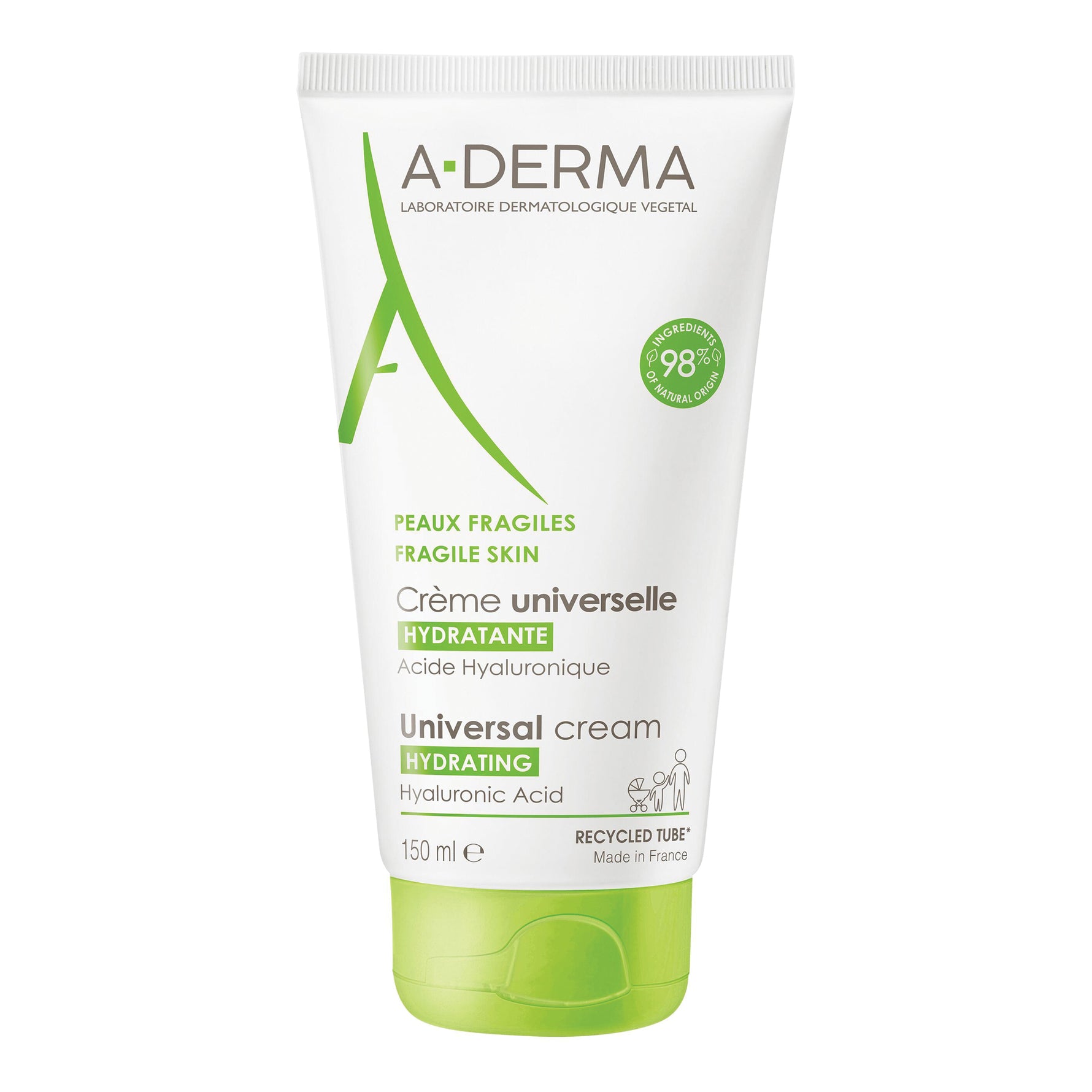 A-Derma Les Indispensables | Crema Universale Viso Corpo Acido Ialuronico Burro Karité | 150 ml
