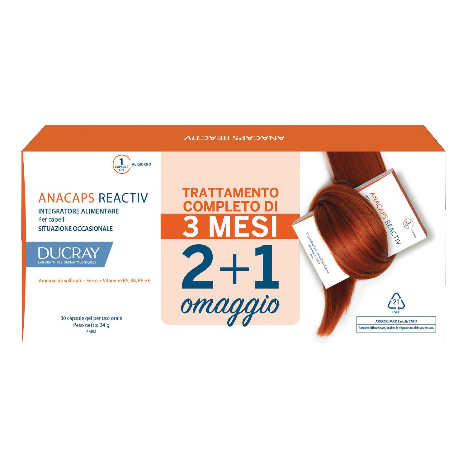 Ducray Anacaps Reactiv Caduta Capelli Occasionale Confezione Tripla 3 x 30 Capsule