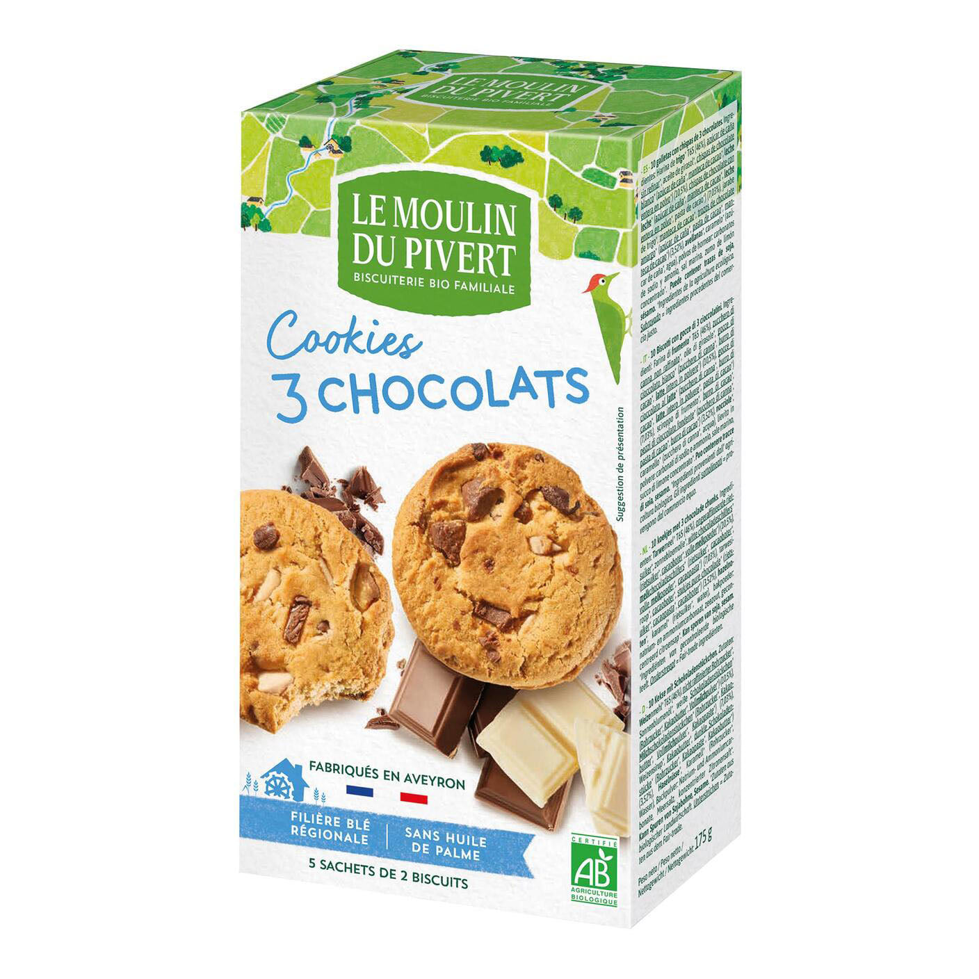 LE MOULIN PIV COOKIES 3 CHOC