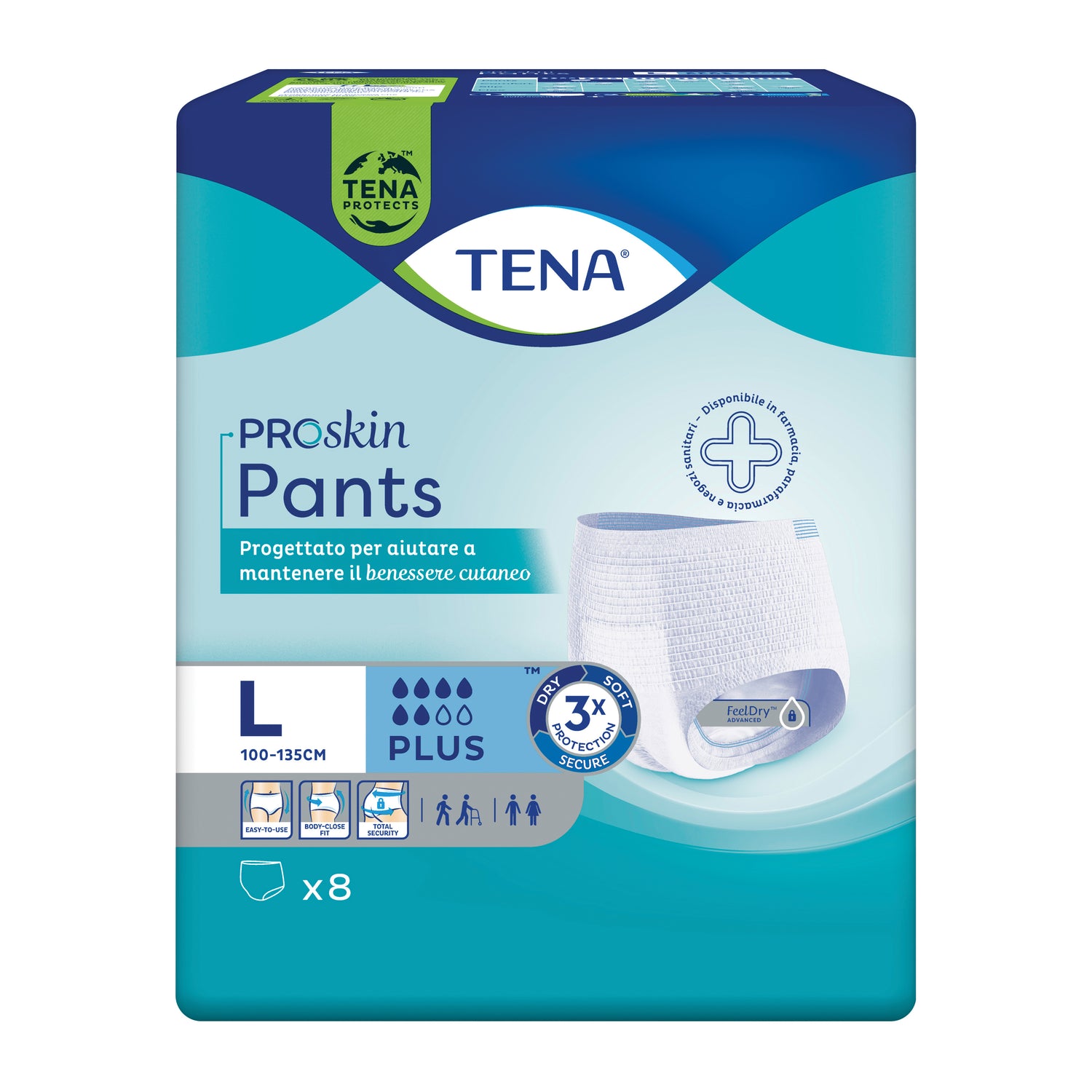 Tena Proskin Pants Plus L - Mutandine Assorbenti Per Incontinenza 8 Pezzi