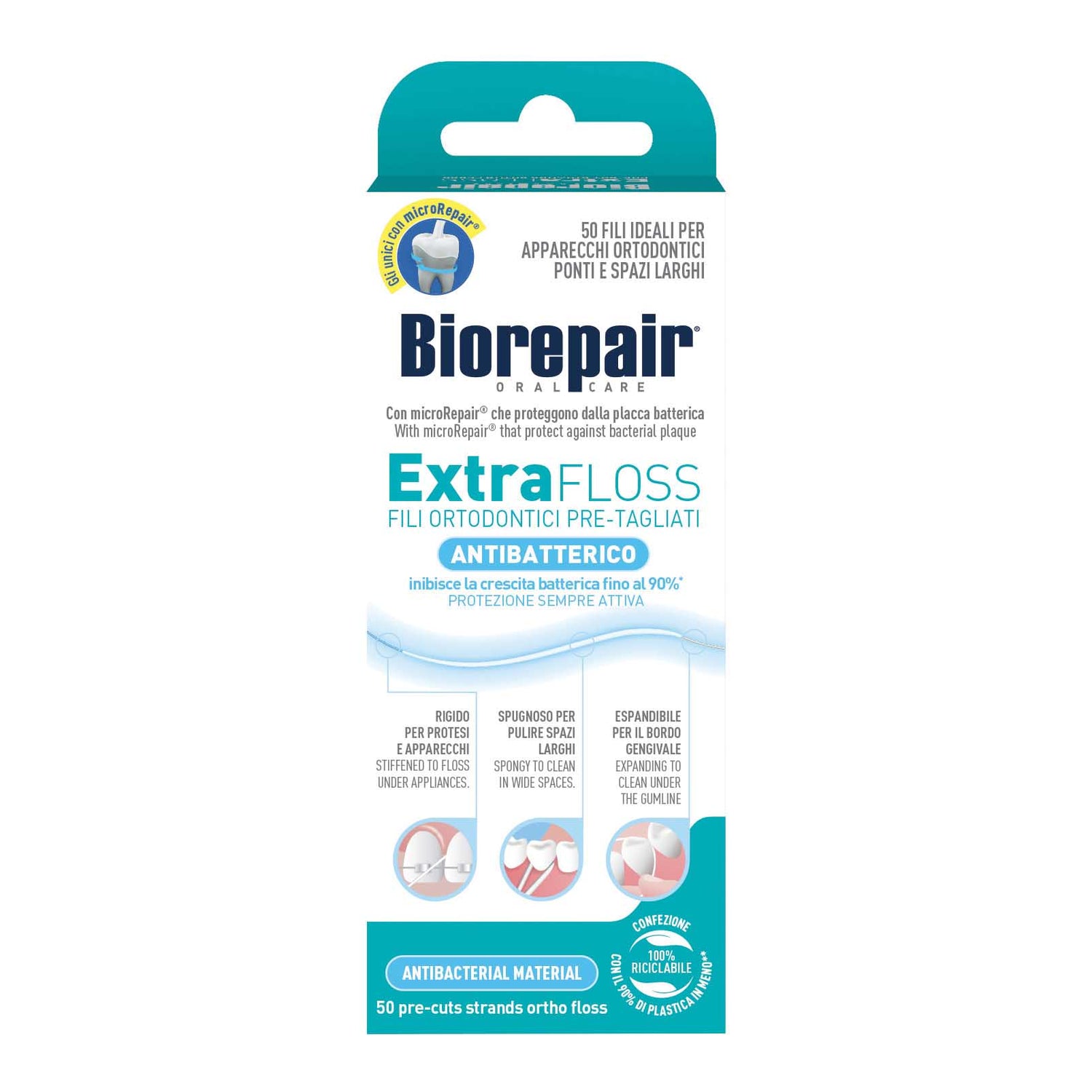 Biorepair Extra Floss Fili Interdentali Pre-Tagliati 50 Pezzi