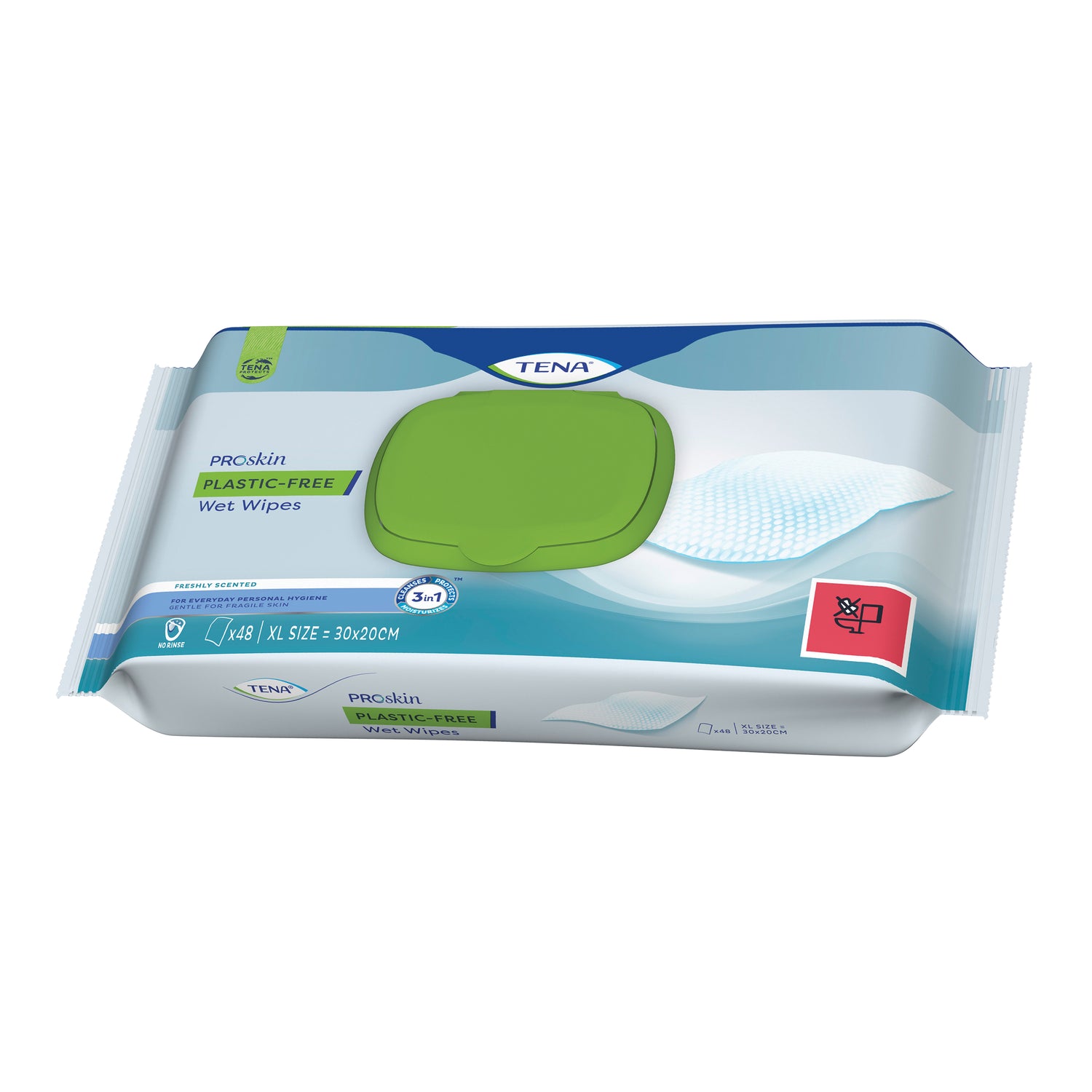 Tena Proskin Plastic-Free Wet Wipes - Salviette Detergenti Corpo E Intimo Incontinenza 48 Pezzi
