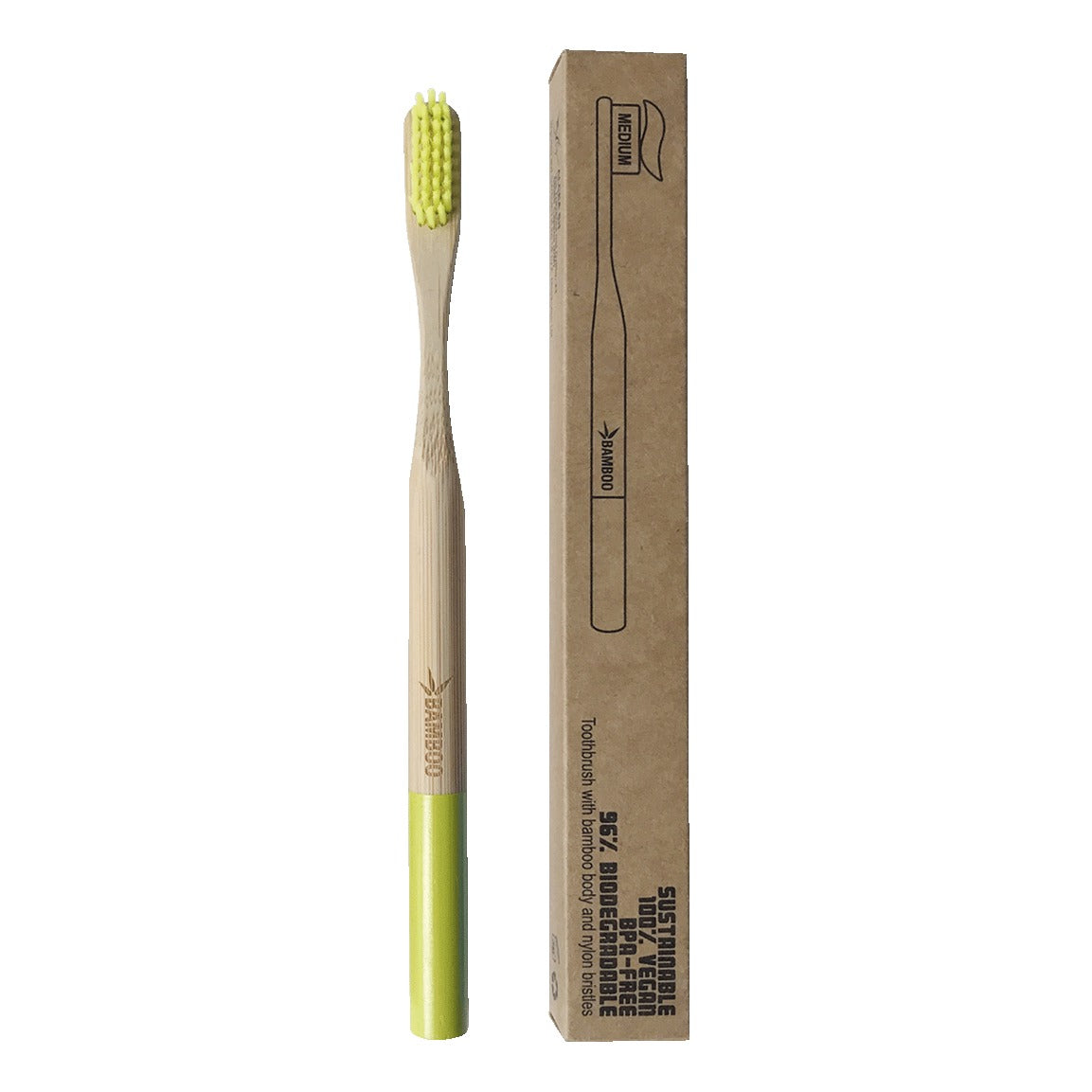 Himalaya Spazzolino in bambù Setole Medie Lime | Ecologico Biodegradabile | 1 Pezzo
