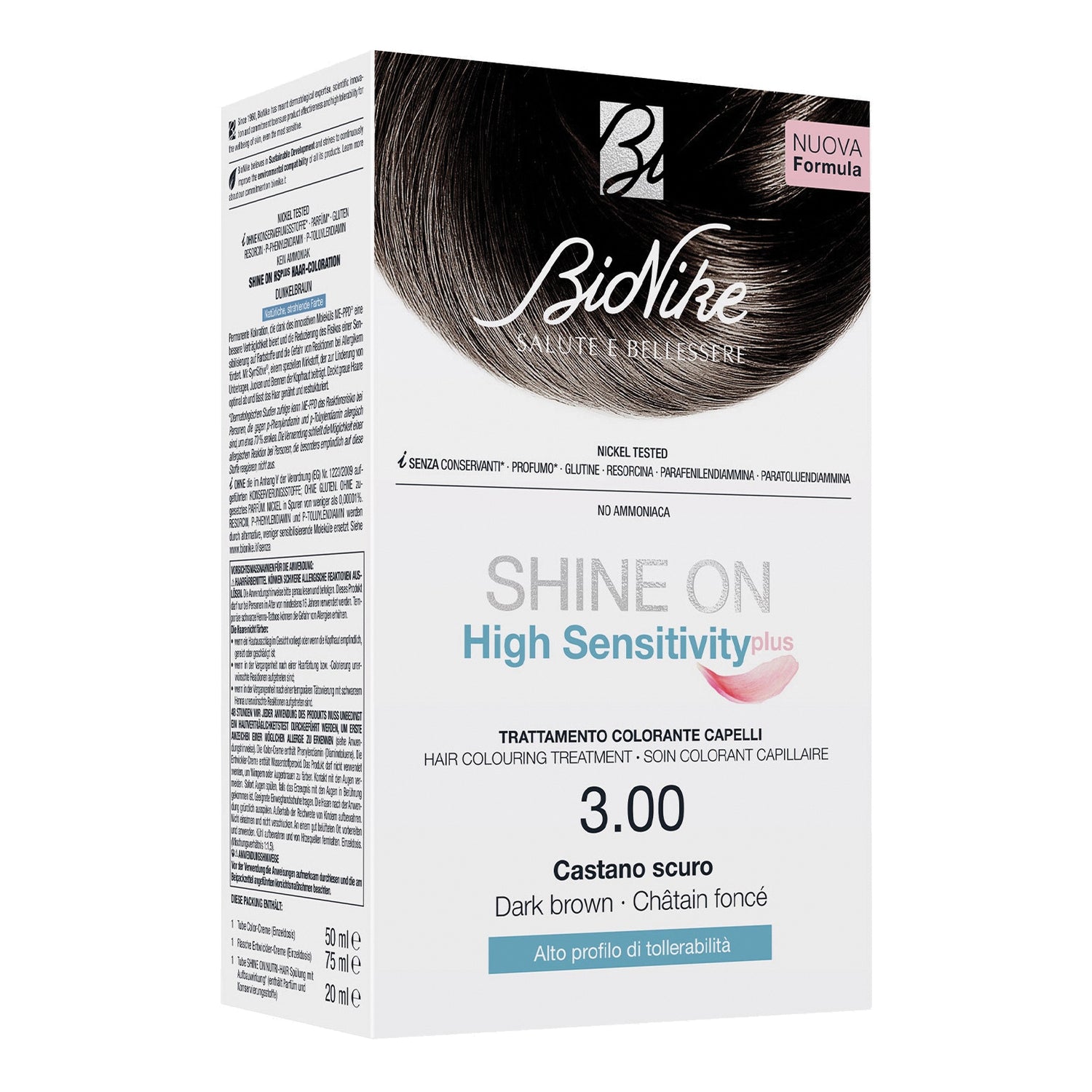 Bionike Shine On High Sensitivity Plus - Tintura Capelli Colore N.3.00 Castano Scuro