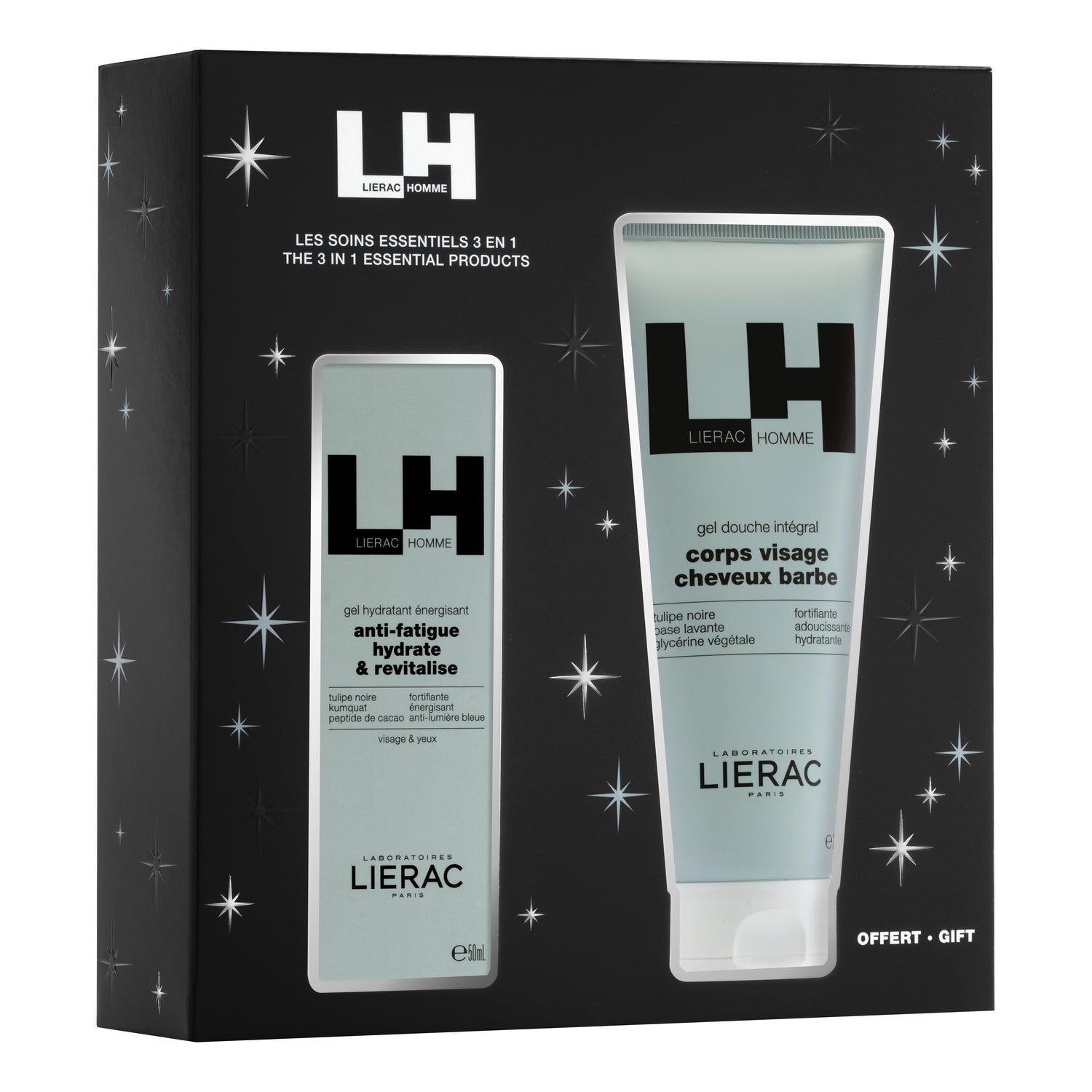 Lierac Homme Cofanetto Regalo Uomo Gel Idratante Viso E Occhi 50ml + Gel Doccia 200ml In Omaggio