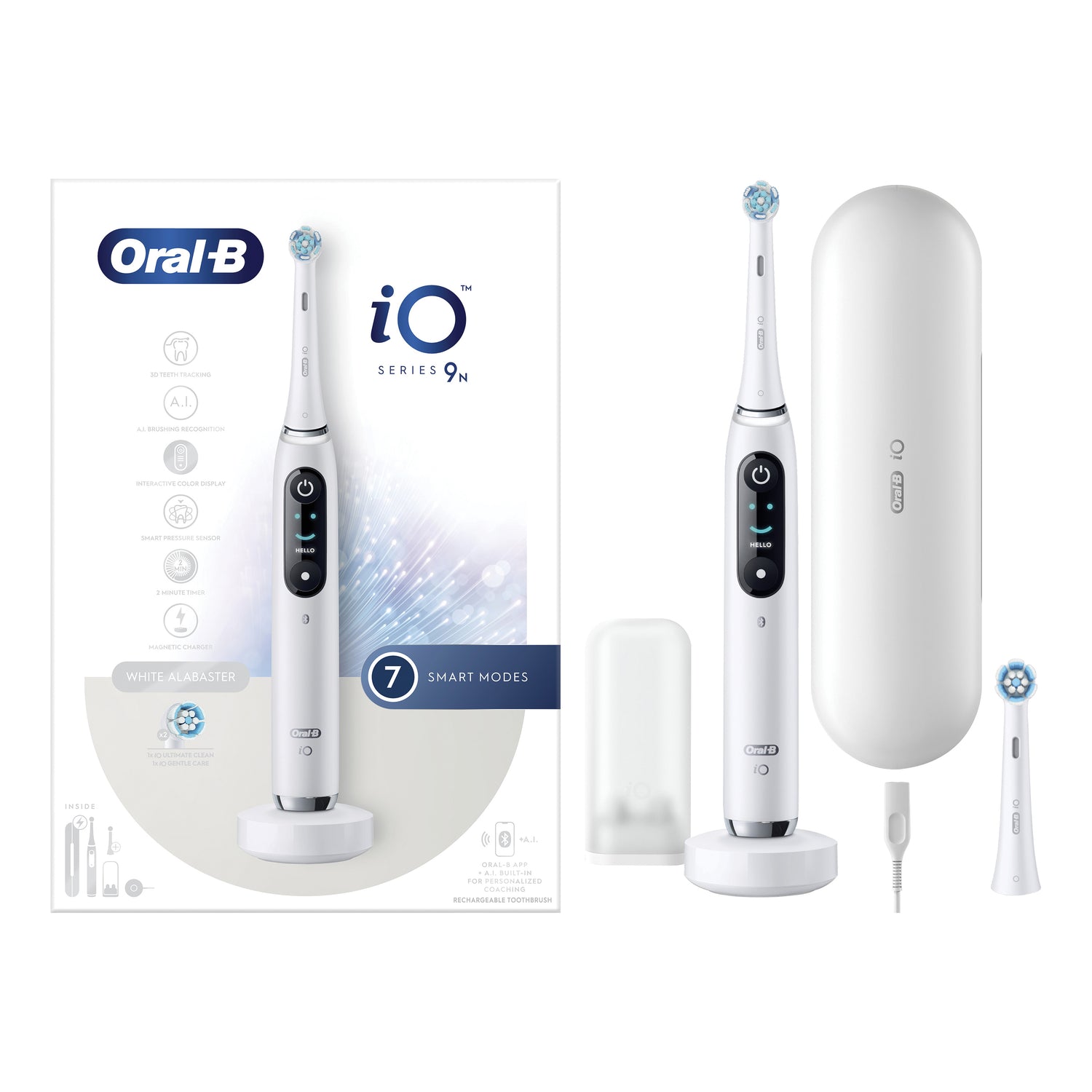 Oral-B iO Serie 9 Spazzolino Elettrico White +2 Testine