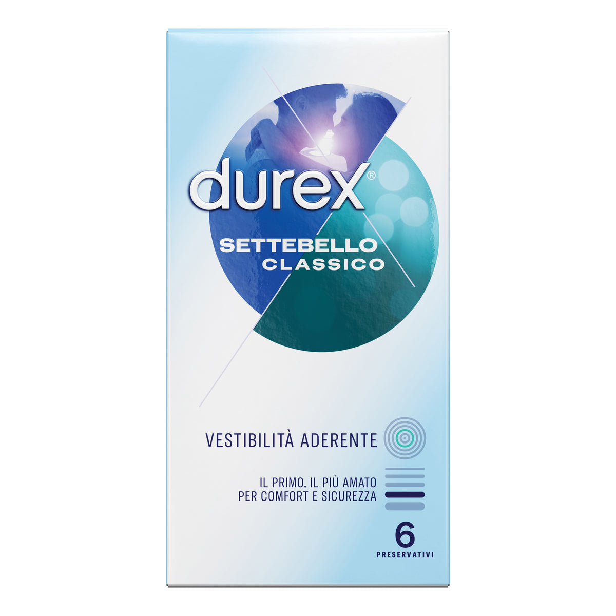 Durex Settebello Classico | Preservativi Vestibilità Aderente | 6 Profilattici  