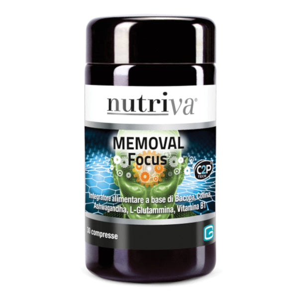 Nutriva Memoval Focus | Integratore Memoria e Concentrazione con Bacopa Ashwagandha Colina | 30 Softgel  