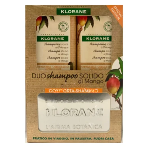 Klorane Shampoo Solido Mango | Nutriente Capelli | Duo 2x80g