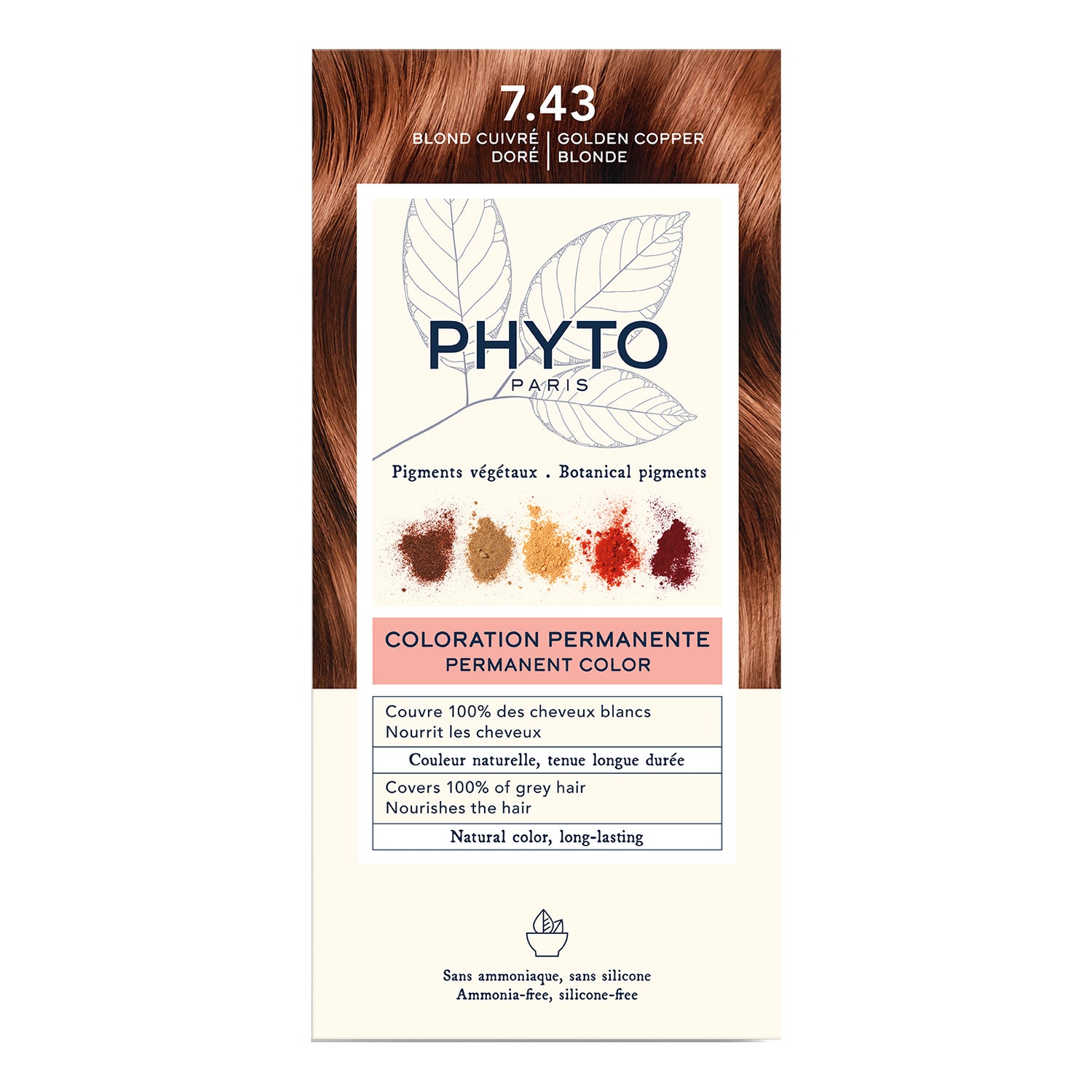 Phyto Phytocolor Kit Colorazione Permanente Capelli N.7,43 Biondo Ramato