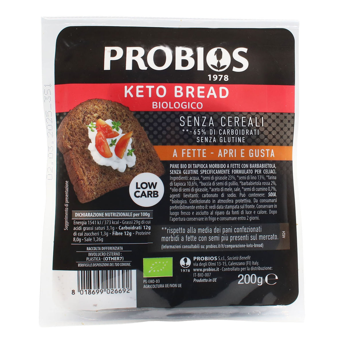 PROBIOS KETO BREAD S/GLUT 200G  