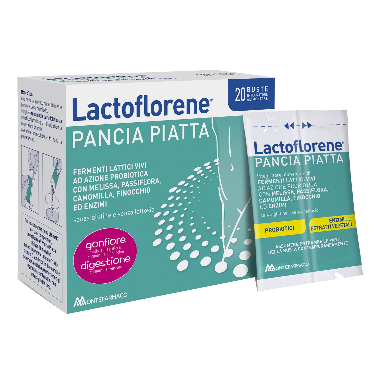Lactoflorene Pancia Piatta Integratore Fermenti Lattici Con Enzimi Ed Estratti Vegetali 20 Bustine