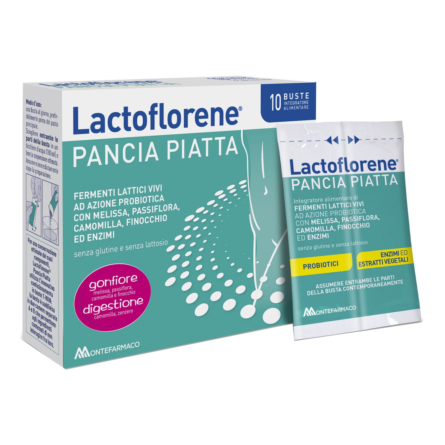 Lactoflorene Pancia Piatta Integratore Fermenti Lattici Con Enzimi Ed Estratti Vegetali 10 Bustine