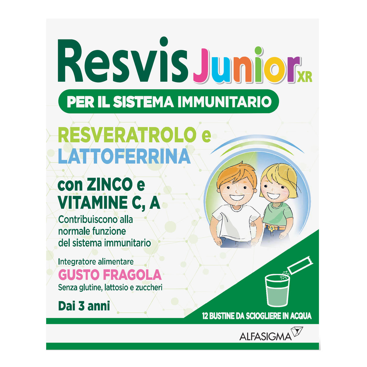 Resvis Junior XR | Vitamina C Zinco Immunità Bambini | 12 Bustine  