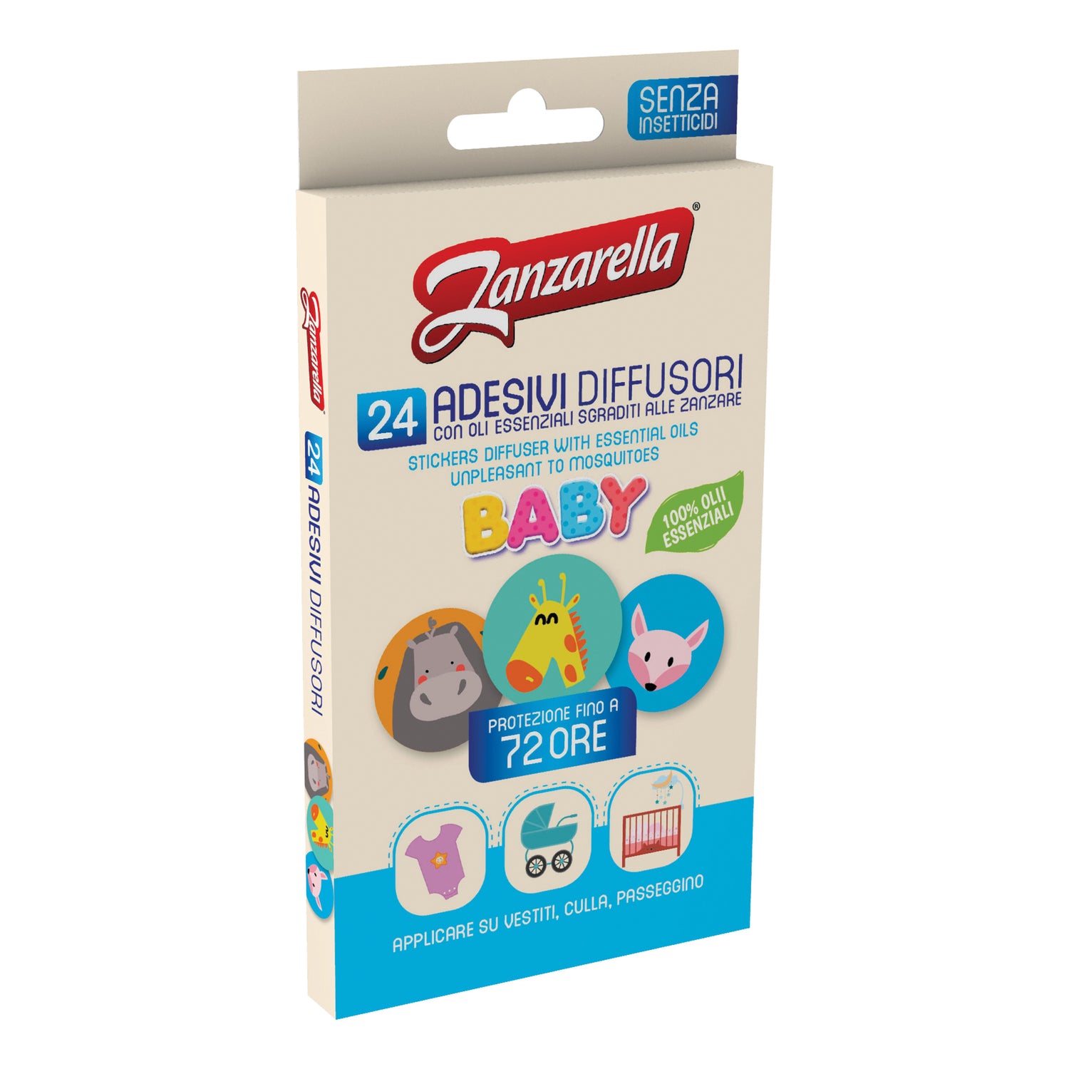 Zanzarella Sticker Baby anti-zanzare adesivi decorativi 24 Pezzi