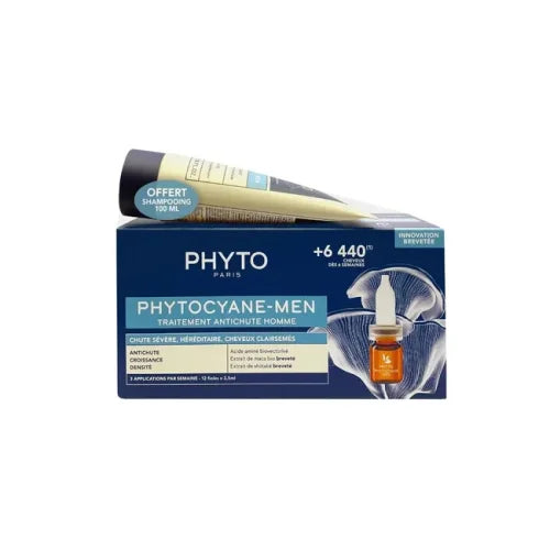 Phytocyane Uomo | Fiale Anticaduta Severa | 12 Fiale + Shampoo