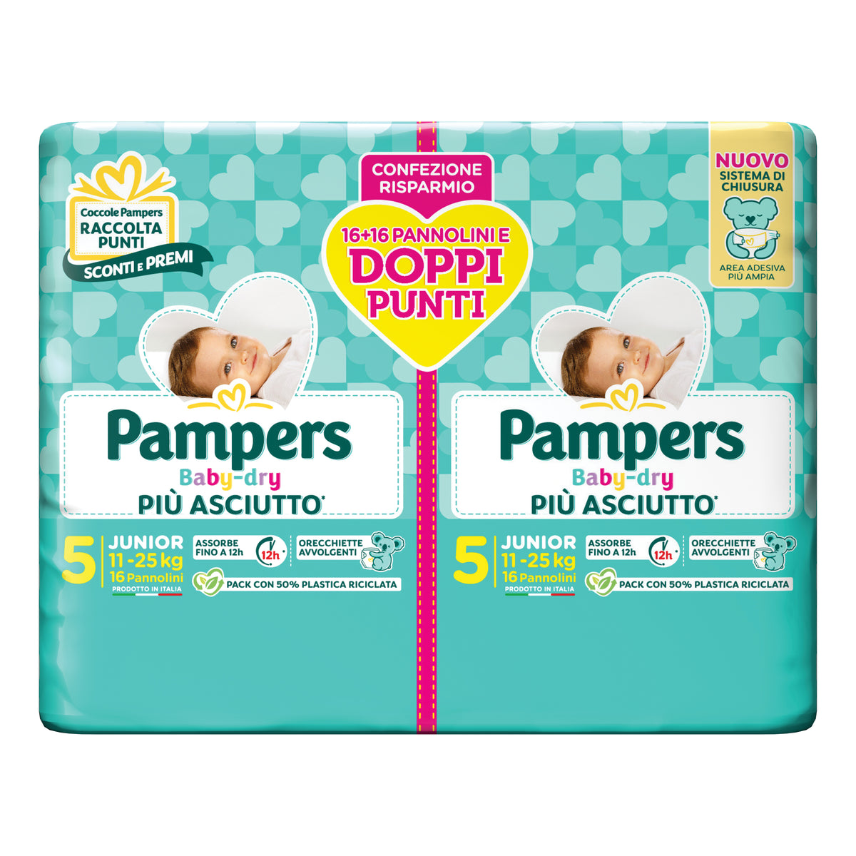 Pampers Baby Dry Duo Junior | Pannolini Traspiranti | 32 Pezzi  