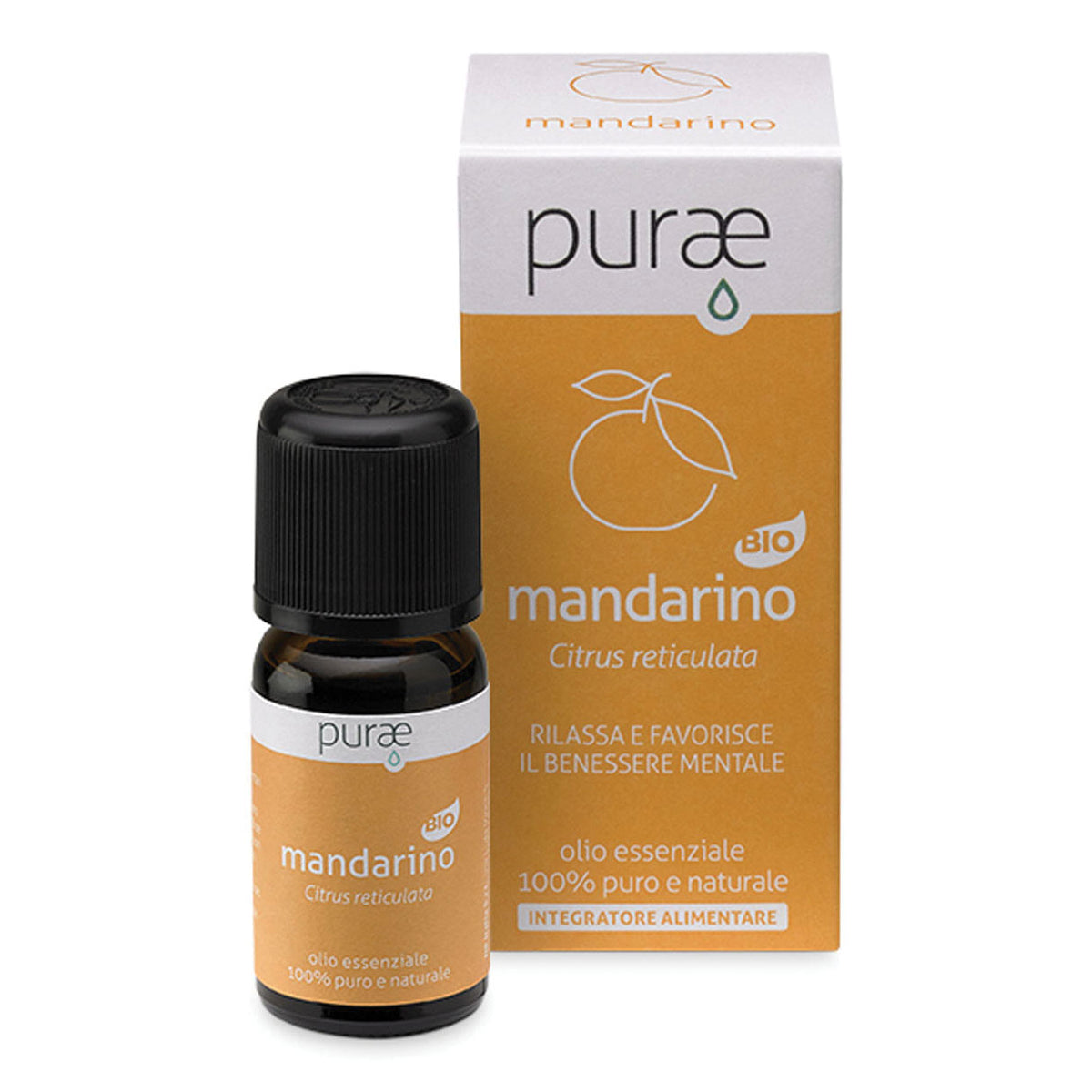 Purae Mandarino Bio | Olio Essenziale Calmante Tranquillante | 10ml  