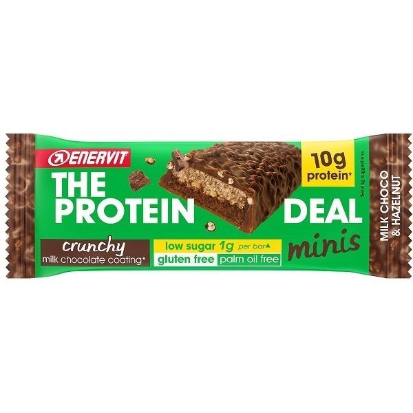 Enervit The Protein Deal Protein Bar Crunchy Milk Choco Hazelnut | Barretta Proteica Low Sugar | 33 g