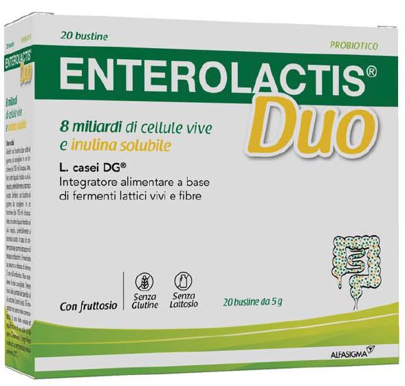 Enterolactis Duo Integratore Di Fermenti Lattici Vivi E Fibre 20 Bustine
