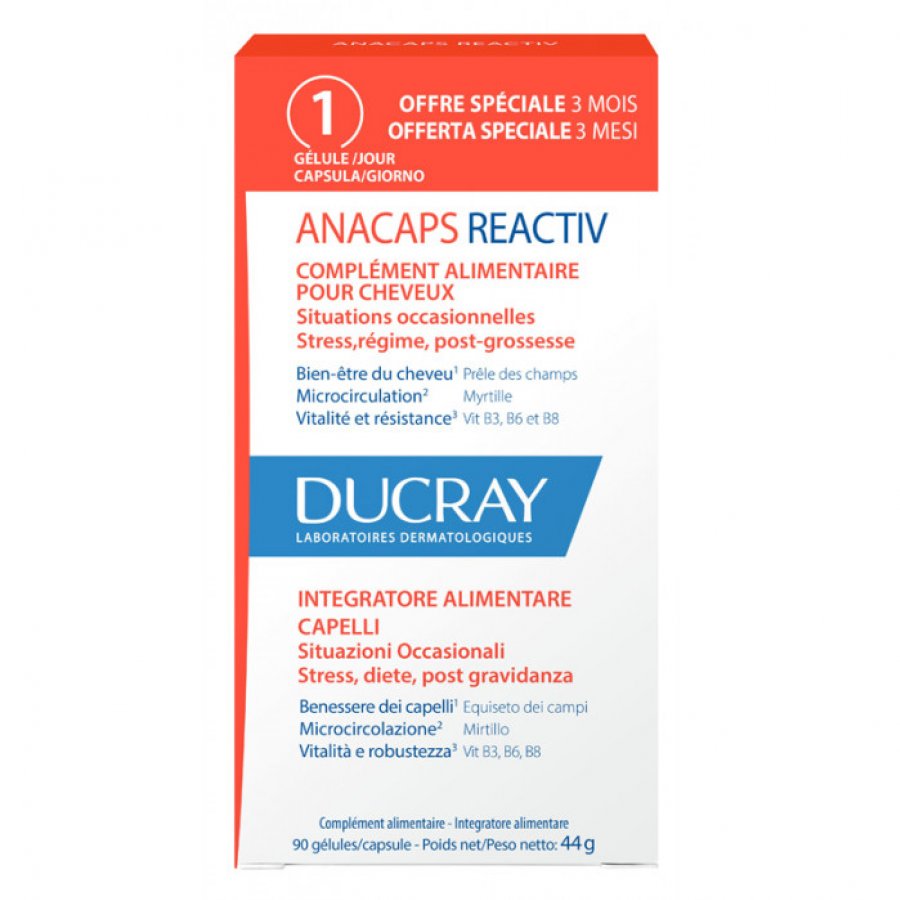 Ducray Anacaps Reactiv | Caduta Capelli Occasionale | 90 Capsule