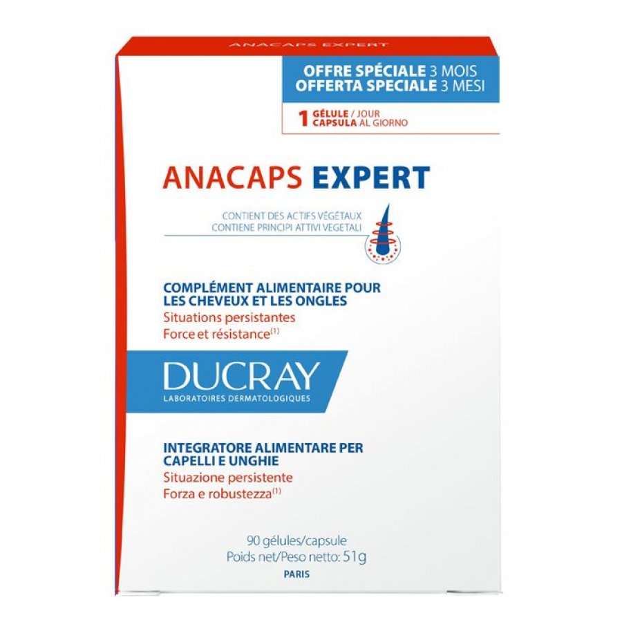 Ducray Anacaps Expert | Unghie Capelli Caduta Progressiva | 90 Capsule