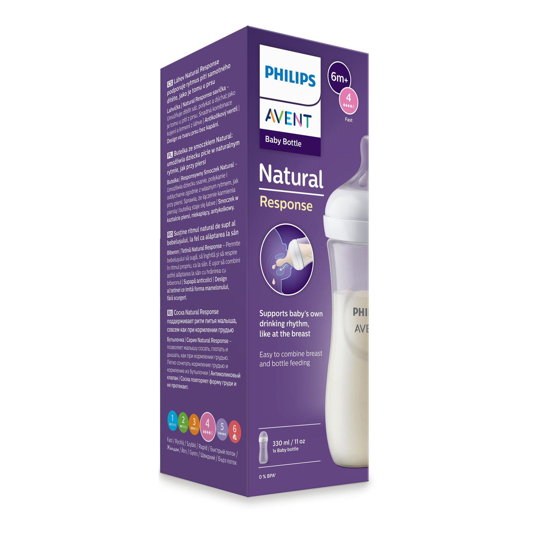 AVENT BIB NAT 3,0 TRASP 330ML
