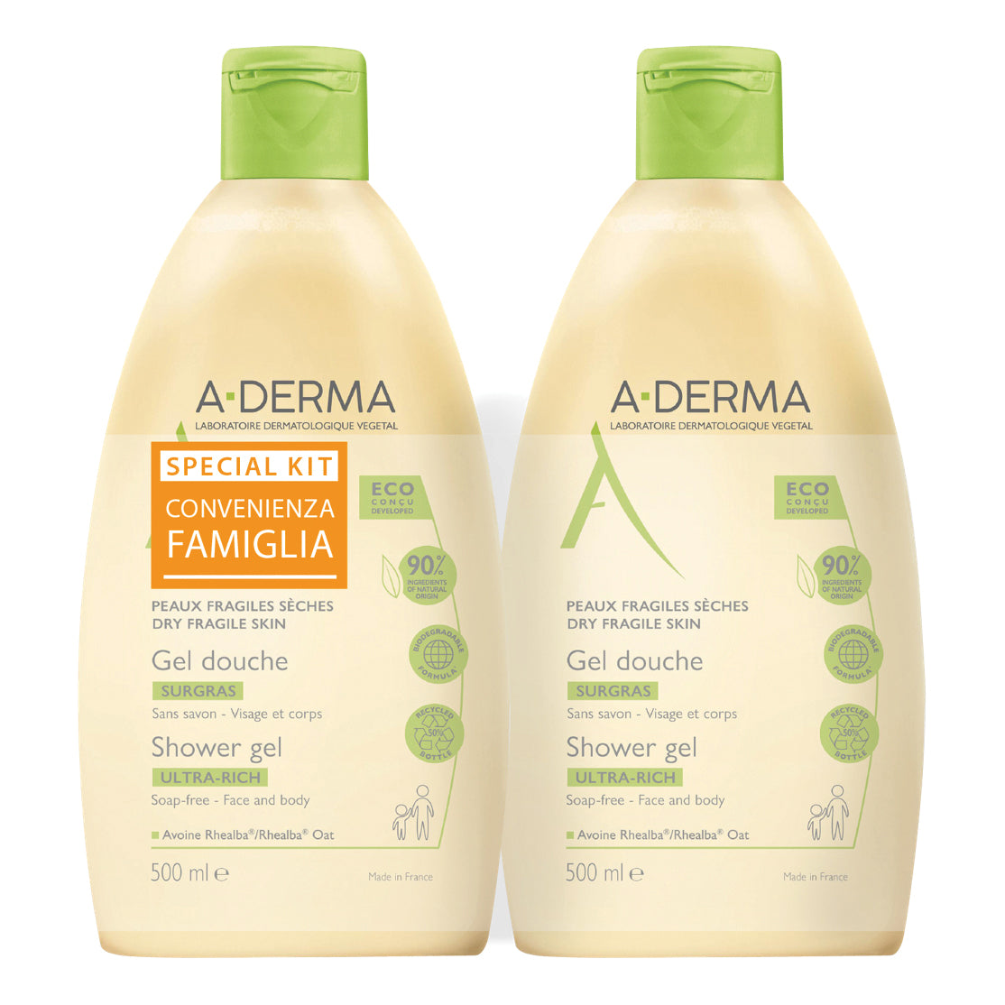 Aderma Les Indispensables Gel Doccia Surgras Duo 2 x 500ml