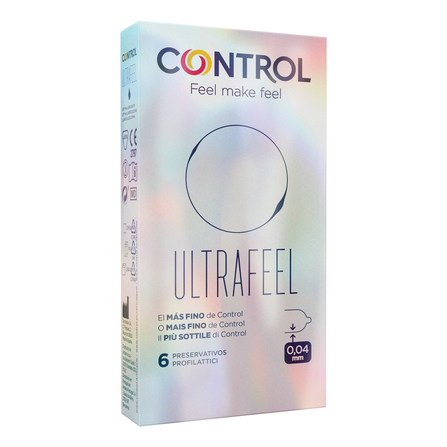 Control Finissimo Ultrafeel | Preservativi Ultrasottili 0.04mm Elevata Sensibilità | 6 Profilattici