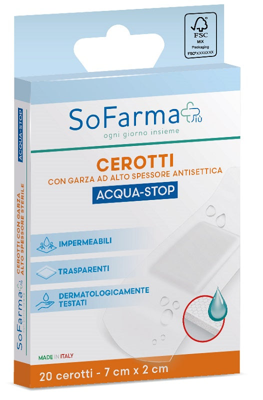 Sofarmapiù Cerotti Aqua-Stop 7 Cm X 2 Cm 20 Pezzi