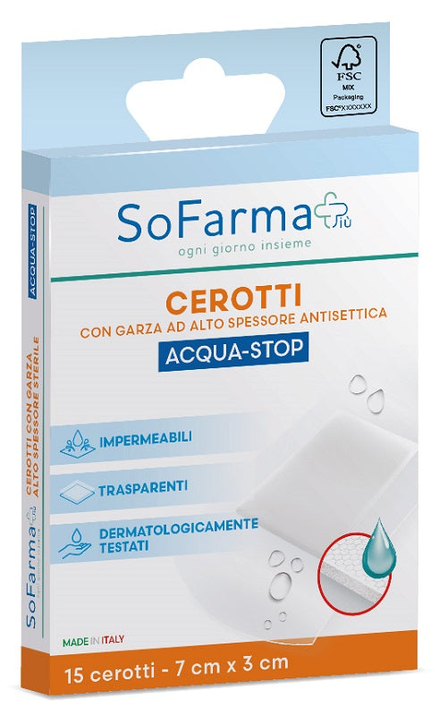Sofarmapiù Cerotti Aqua-Stop 7 Cm X 3 Cm 15 Pezzi  