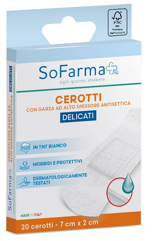 Sofarmapiù Cerotti Delicati Sterili In Tnt 7 Cm X 2 Cm 20 Pezzi  