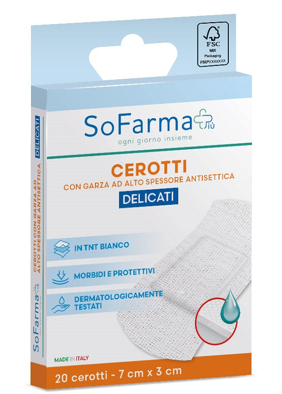 Sofarmapiù Cerotti Delicati Sterili In Tnt 7 Cm X 3 Cm 20 Pezzi  