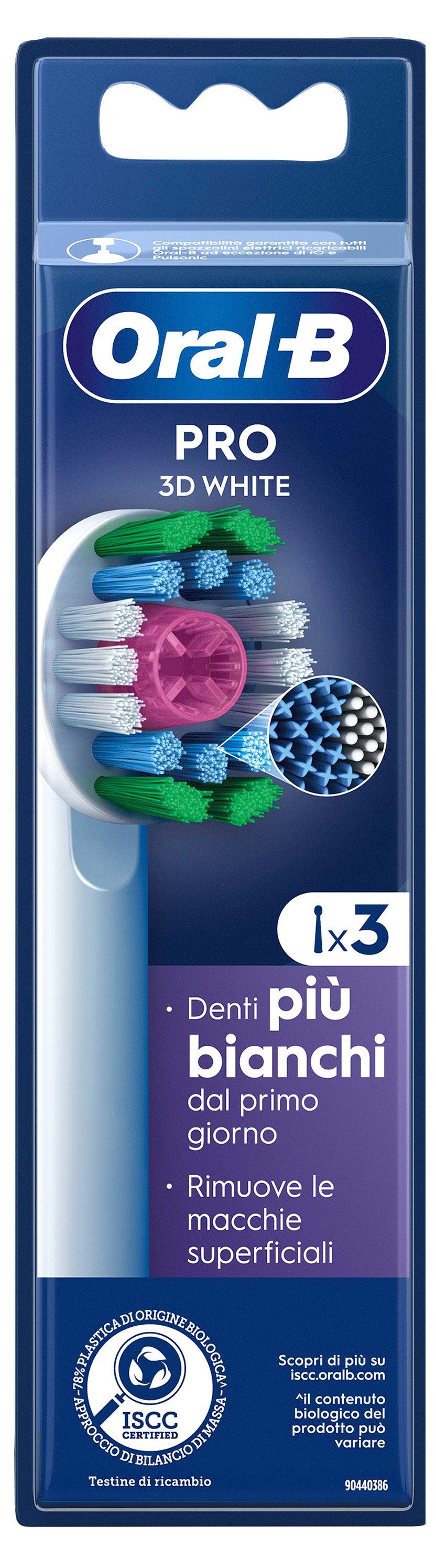 Oral-B Testine Di Ricambio 3d White 3 Pezzi