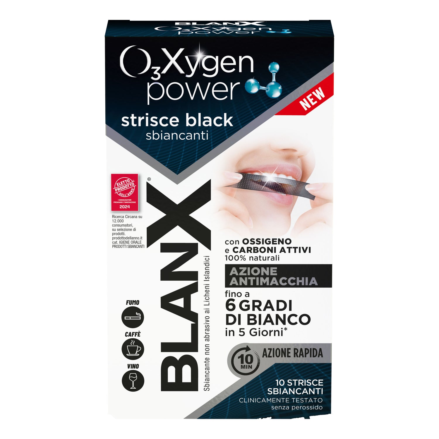 Blanx O3X Strisce Sbiancanti Black 5 Pezzi