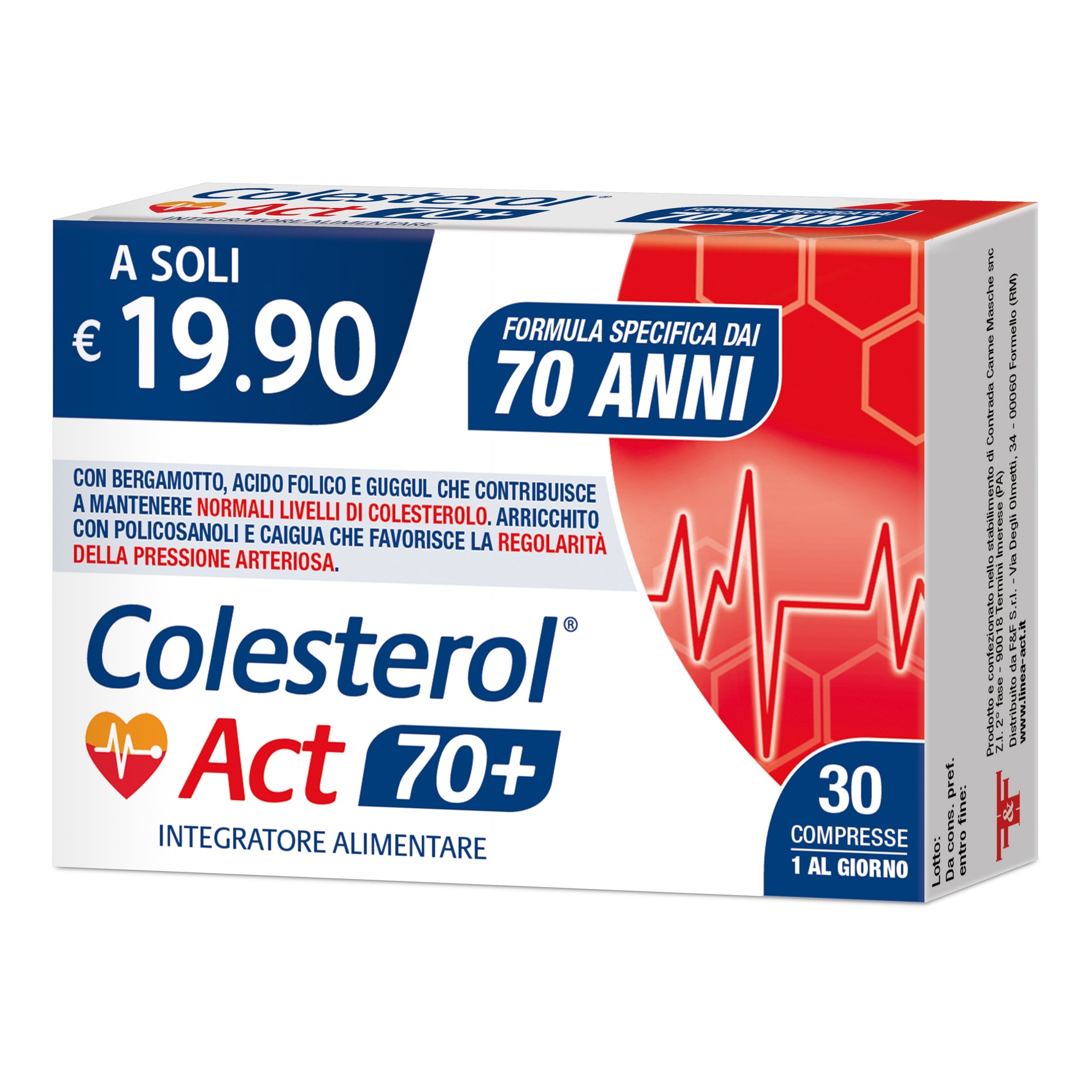Colesterol Act 70+ | Integratore Colesterolo Bergamotto Over 70 | 30 Compresse
