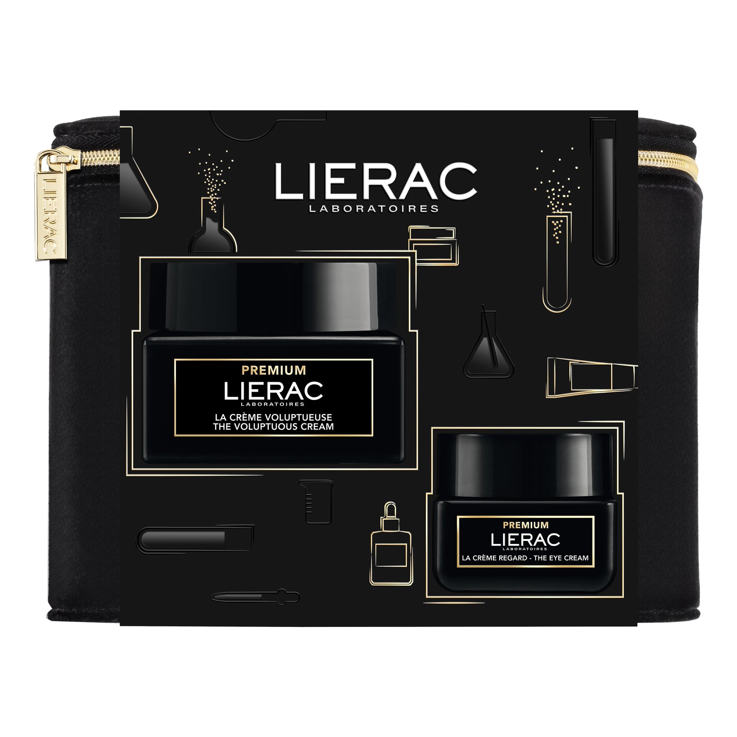 Lierac Cofanetto Premium Voluptueuse Crema Viso Ricca Nutriente Antirughe Pelle Secca 50ml + Premium Crema Contorno Occhi Antirughe Pelli Sensibili 20ml + Trousse Viaggio