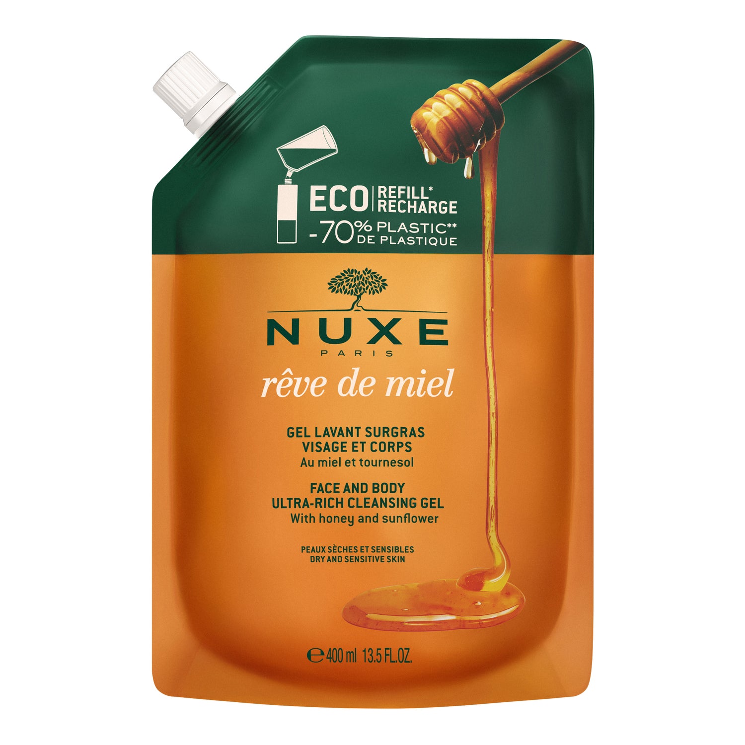 Nuxe Reve De Miel Gel Lavante Surgrassante Viso E Corpo Eco Ricarica 400ml