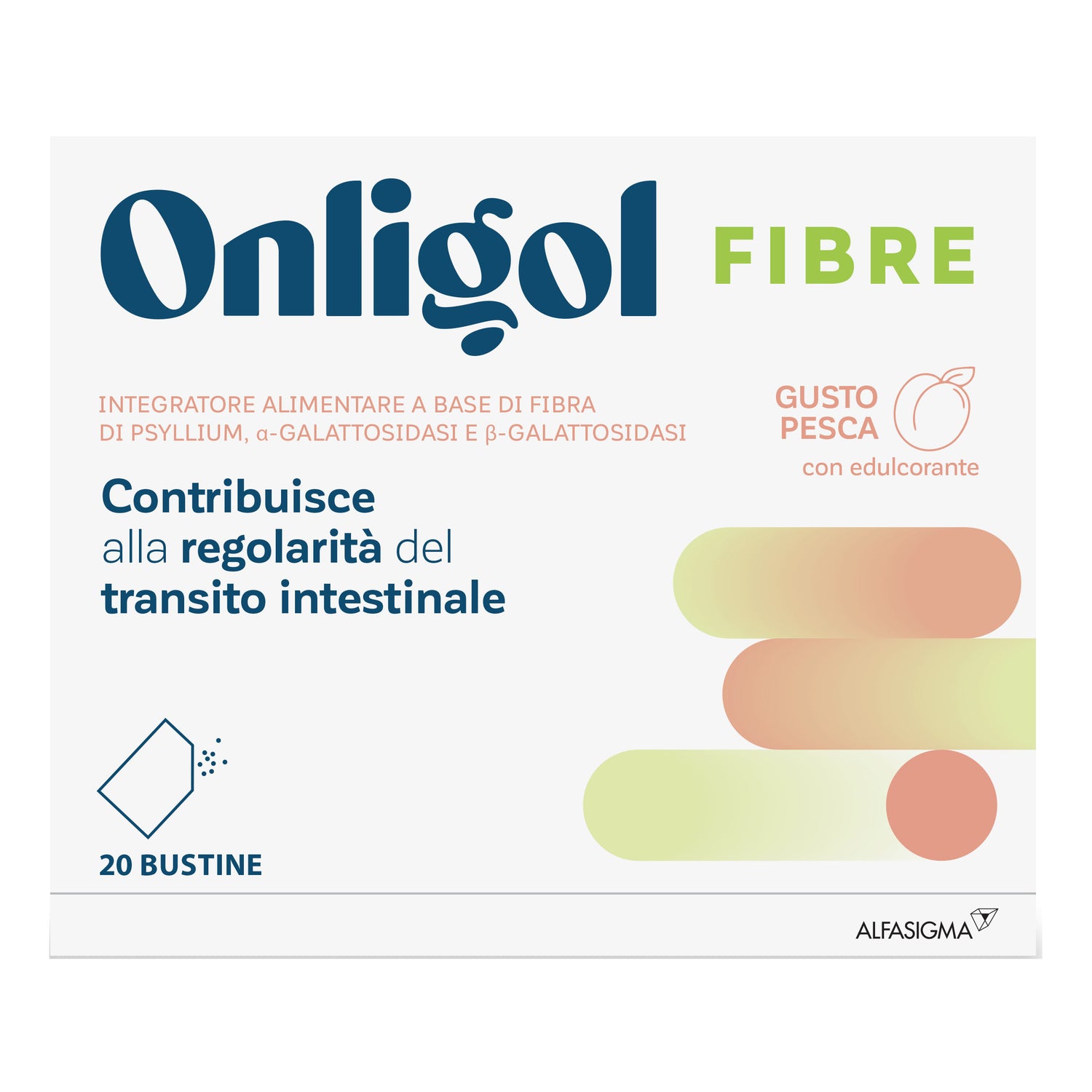 Onligol Fibra Di Psyllium Gusto Pesca 20 Bustine
