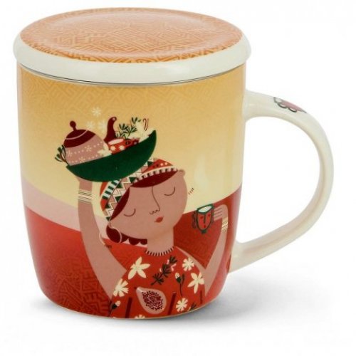 Neavita Infusiera Viaggi Di Benessere Africa - In New Bone China Con Filtro In Acciaio 380ml