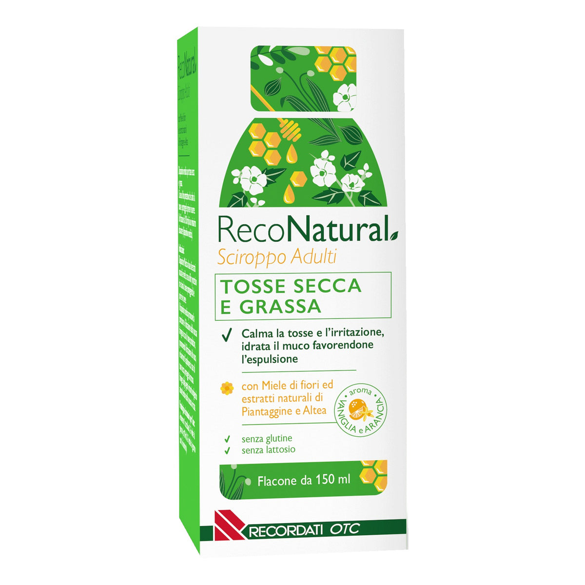 RecoNatural | Sciroppo Tosse Adulti Piantaggine Miele | 150 ml  