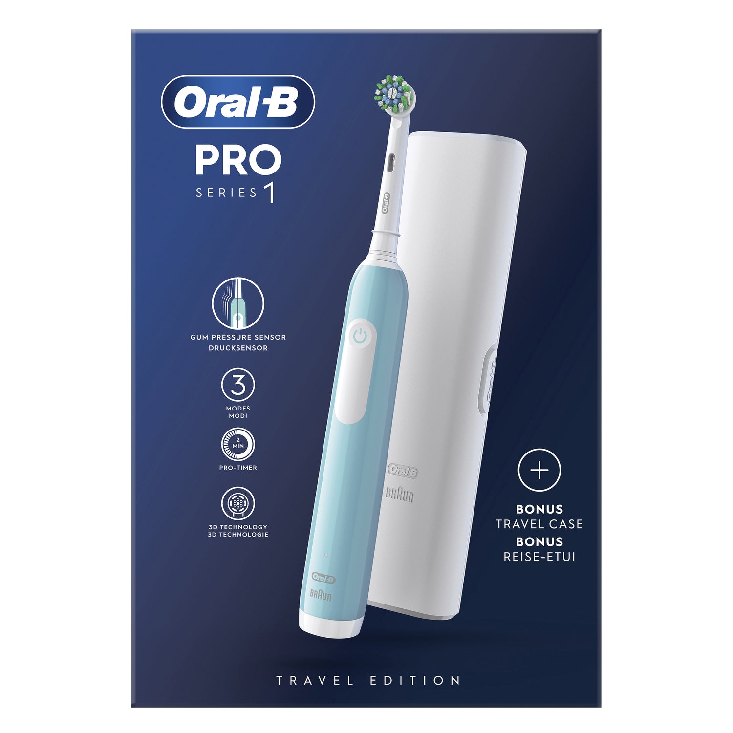 Oral-B Spazzolino Elettrico Pro 1 Blu + 1 Testina Di Ricambio + Custodia