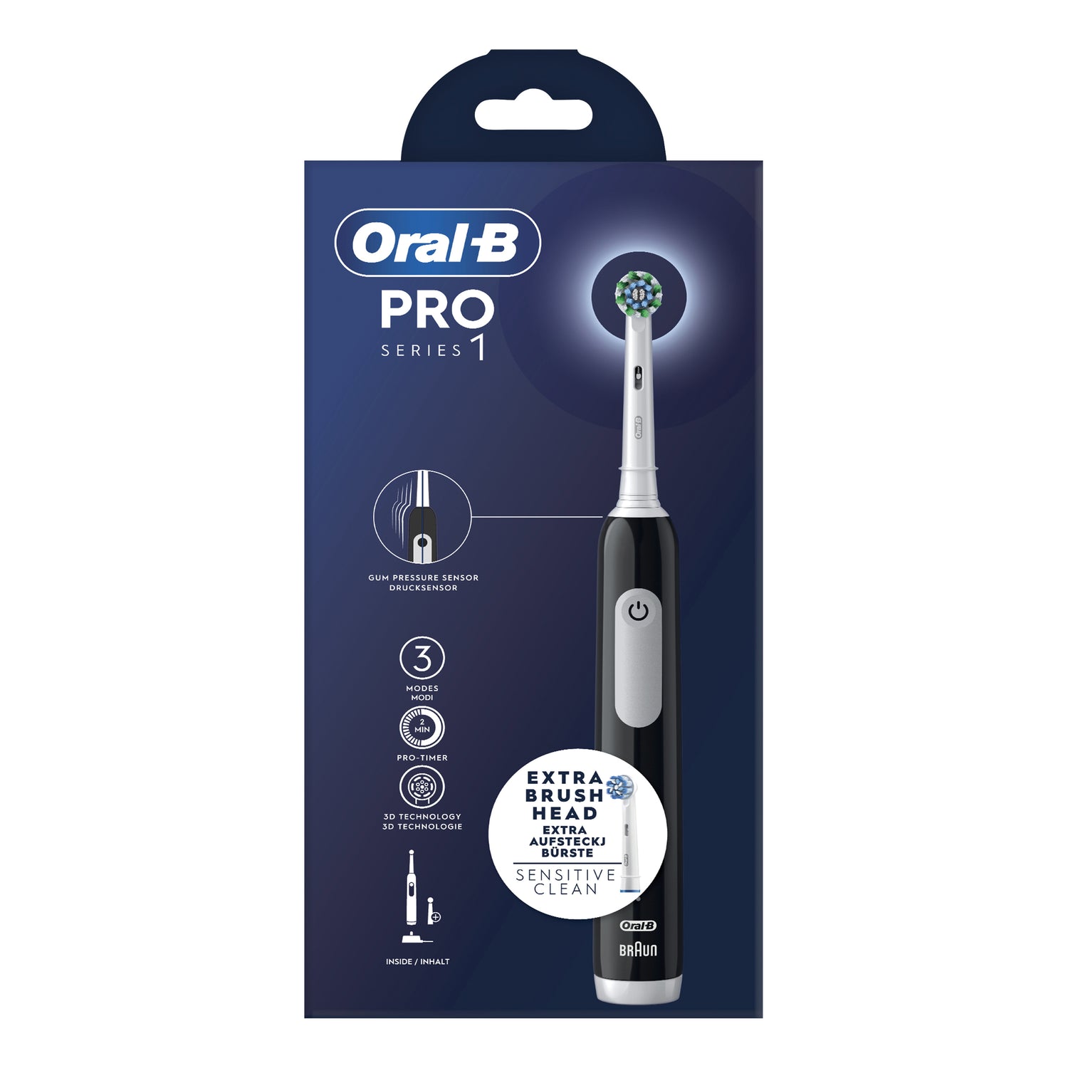Oral-B Spazzolino Elettrico Pro 1 Nero Cross Action + 1 Testina